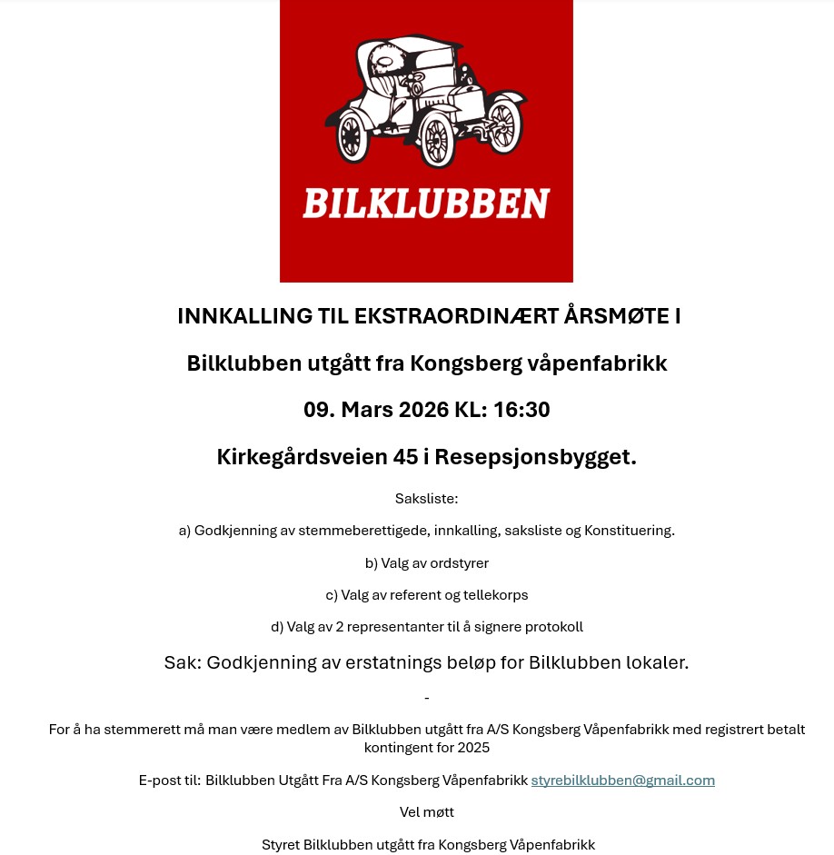 Artikkelbilde til artikkelen INNKALLING TIL EKSTRAORDINÆRT ÅRSMØTE 